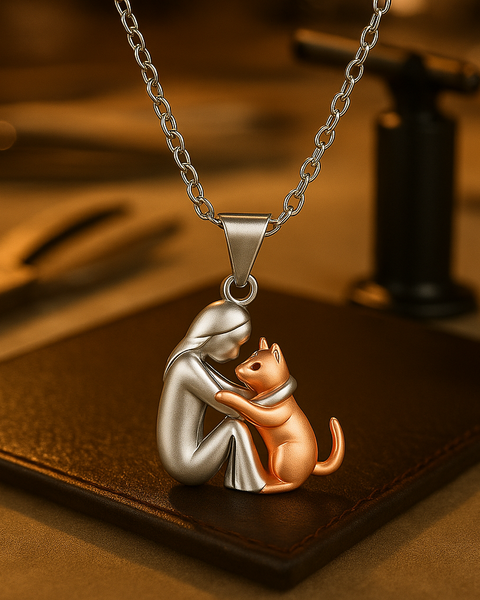 Cat Hug Pendant Necklace