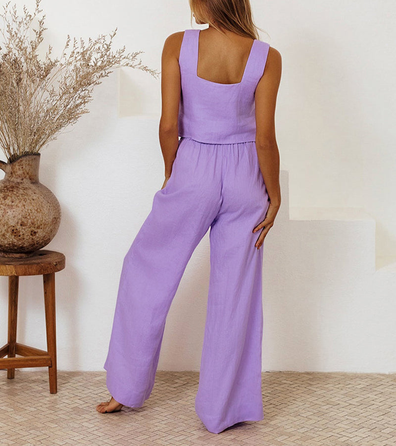 Milena - Ensemble Haut Minimaliste et Pantalon Large