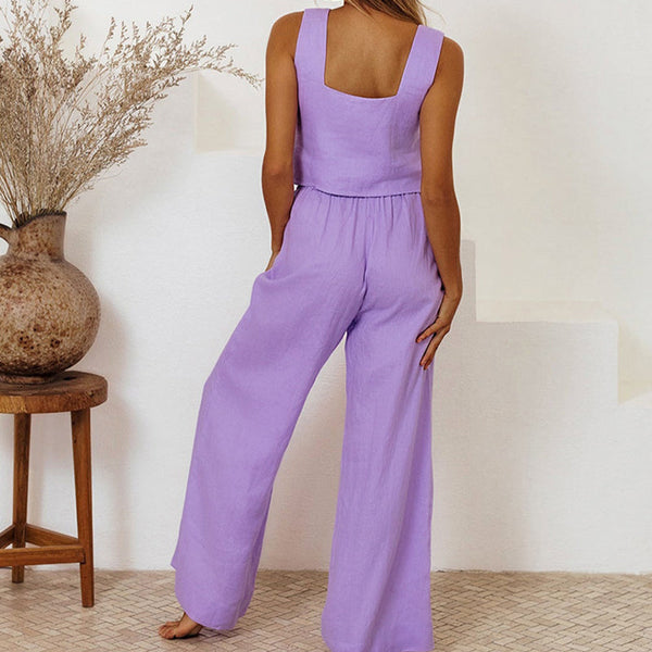 Milena - Ensemble Haut Minimaliste et Pantalon Large
