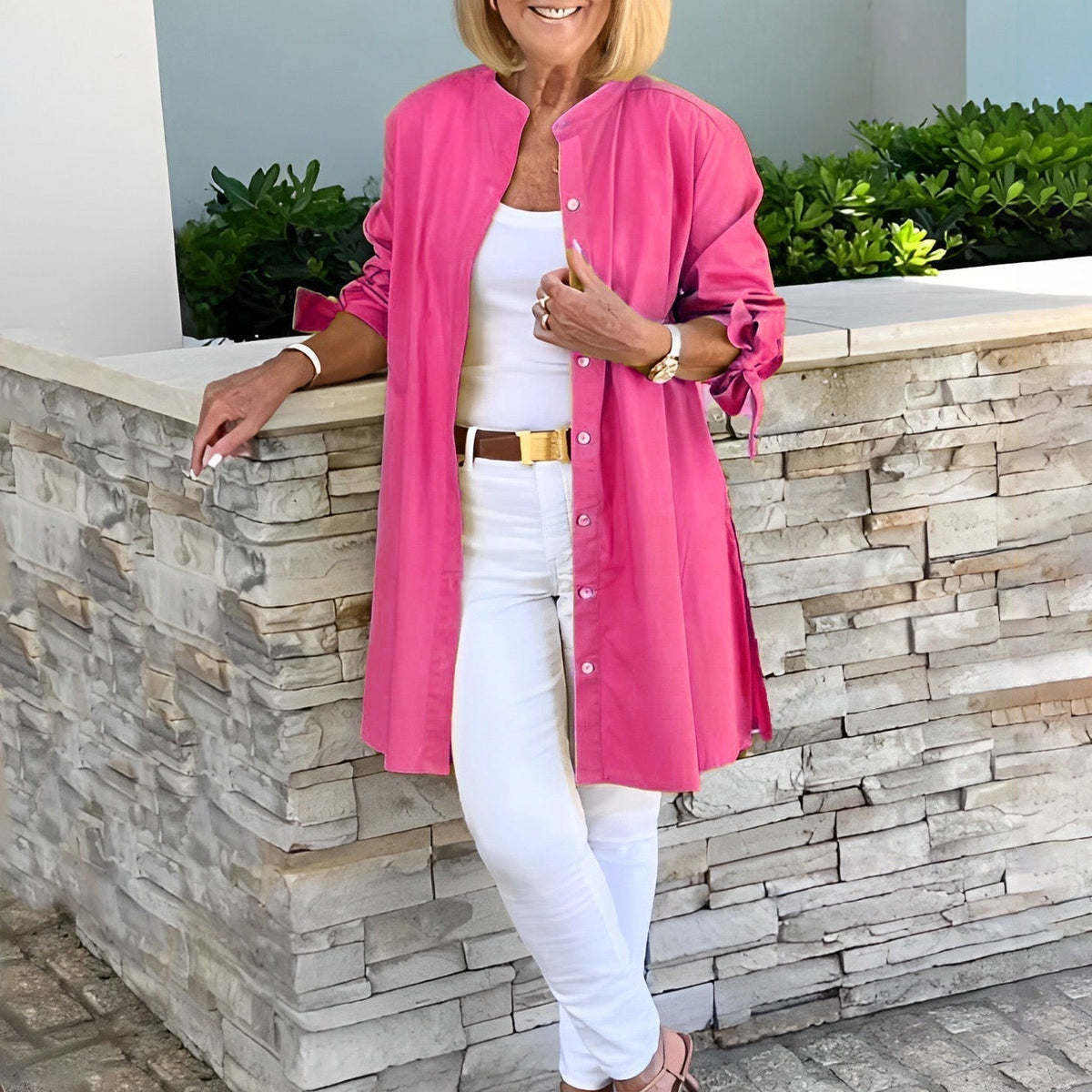 CÉLINA™ - Manteau Chemise Long Chic