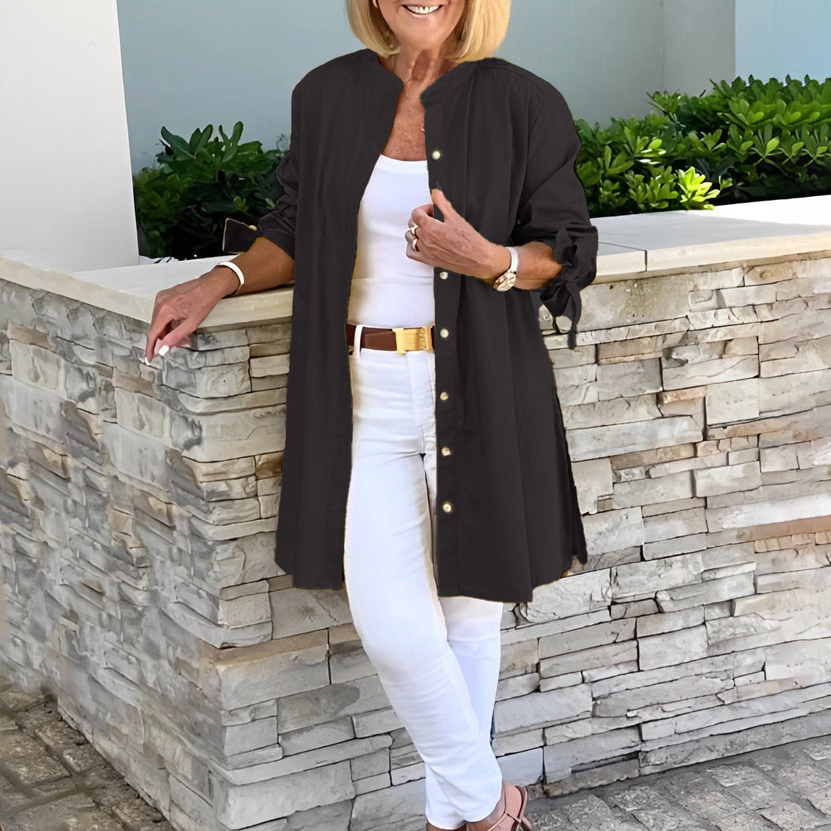 CÉLINA™ - Manteau Chemise Long Chic