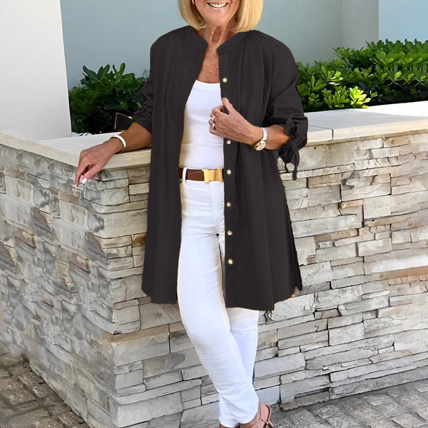 CÉLINA™ - Manteau Chemise Long Chic