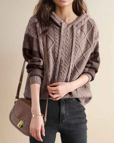 Emily | Pull à Capuche en Tricot Câble