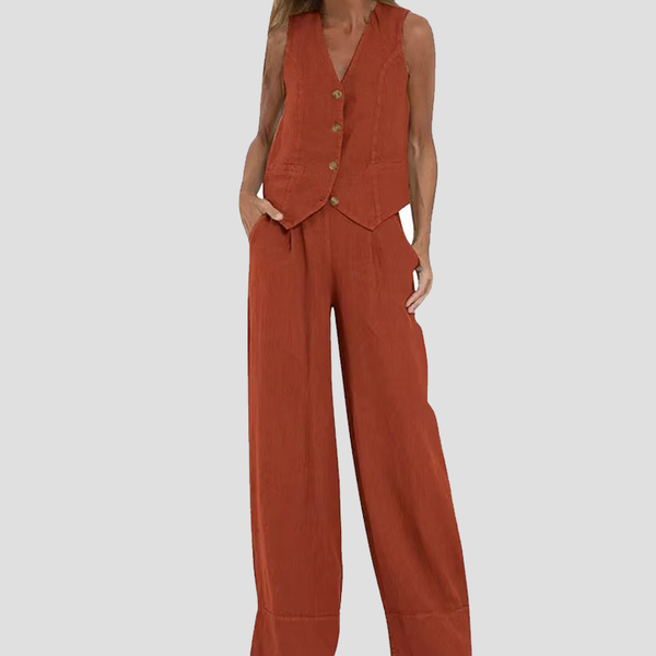 Aira - Ensemble Gilet Boutonné & Pantalon Large