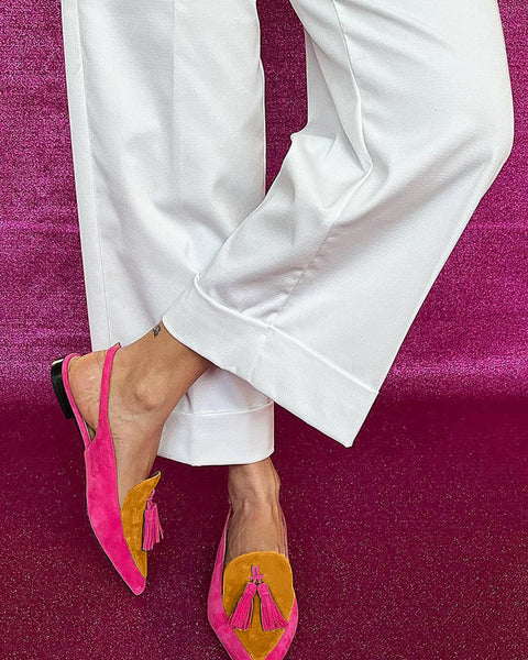 Frendessa | Ballerines colorées avec des franges et une sangle décorative à la cheville