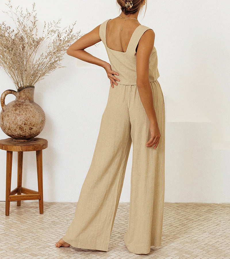 Milena - Ensemble Haut Minimaliste et Pantalon Large