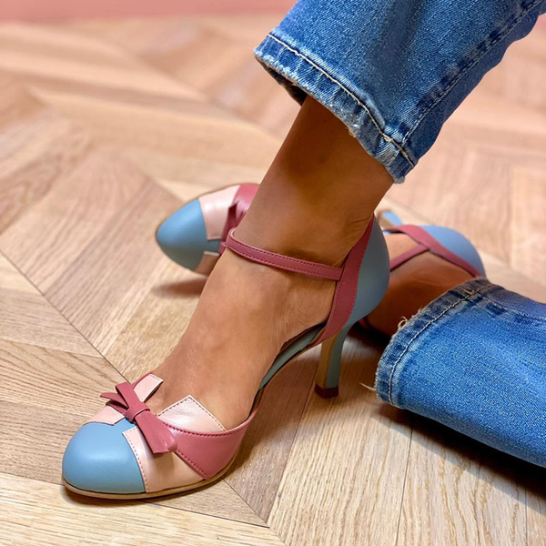 Bellarosa | Sandales colorées avec nœud et sangle, bout rond