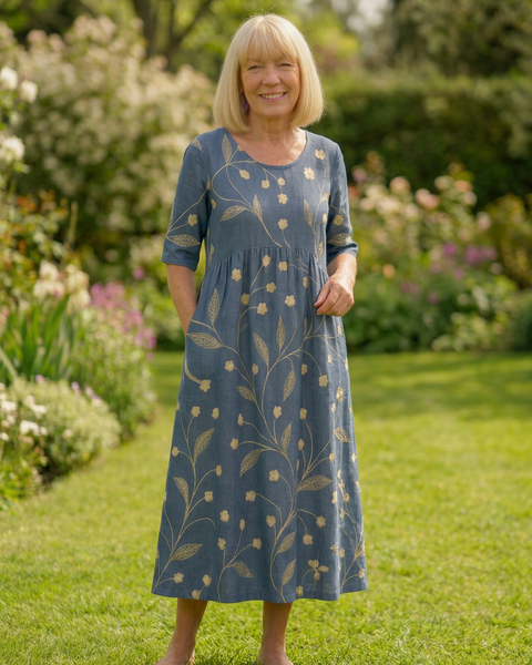 Eliza | Relaxed Midi Dress - Effortless Elegance, Everyday Comfort Navy