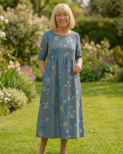 Eliza | Relaxed Midi Dress - Effortless Elegance, Everyday Comfort Light Blue