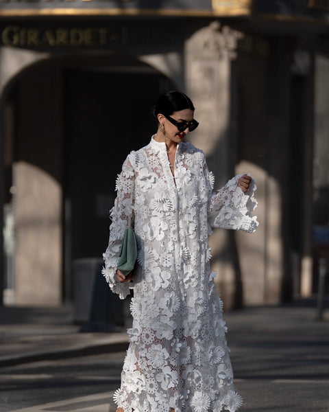 Estelle Dress in White Lace