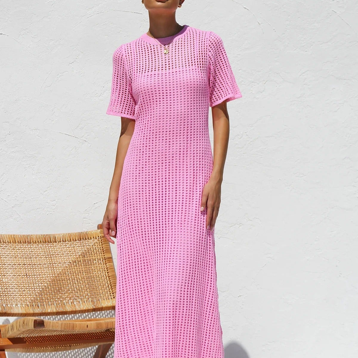 ESSENTIAL - Airlie Crochet Maxi Dress - Natural
