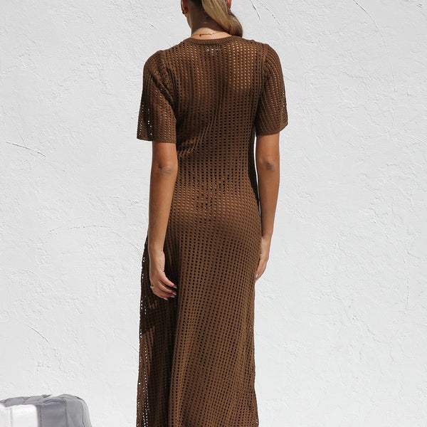 ESSENTIAL - Airlie Crochet Maxi Dress - Natural