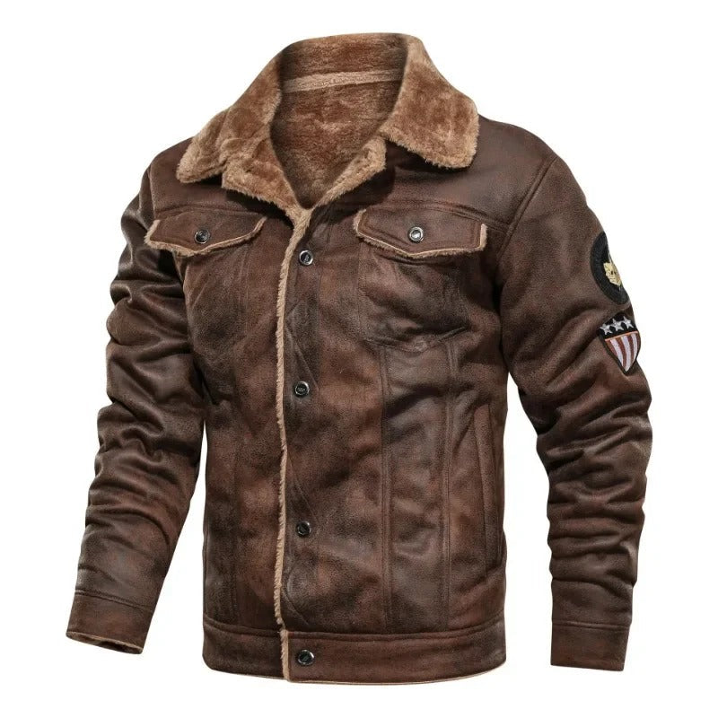 Veste en Cuir en Fleece Élegante et Chaude