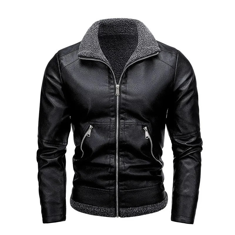 Veste en Cuir Élégant en Fleece