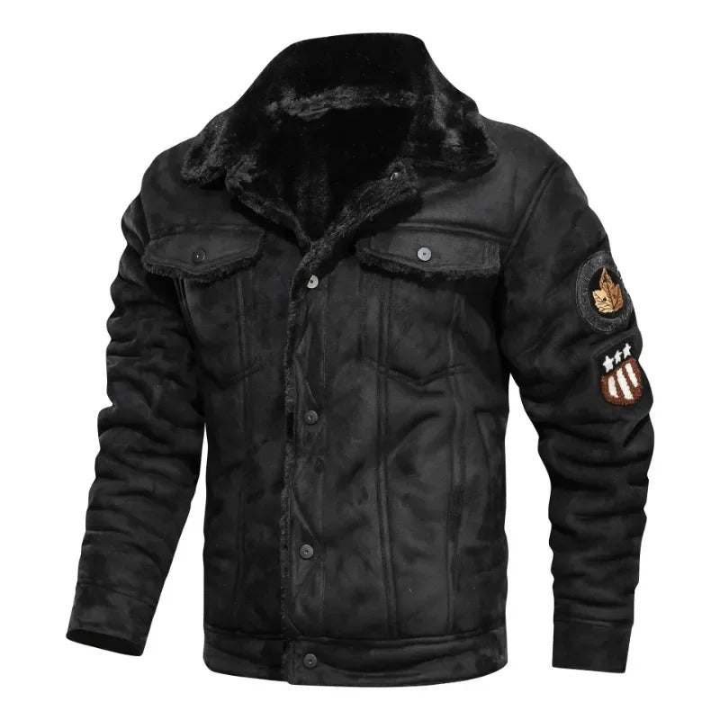Veste en Cuir en Fleece Élegante et Chaude