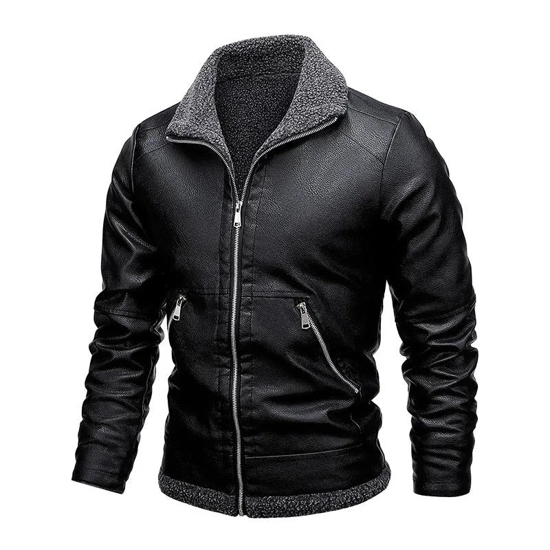 Veste en Cuir Élégant en Fleece