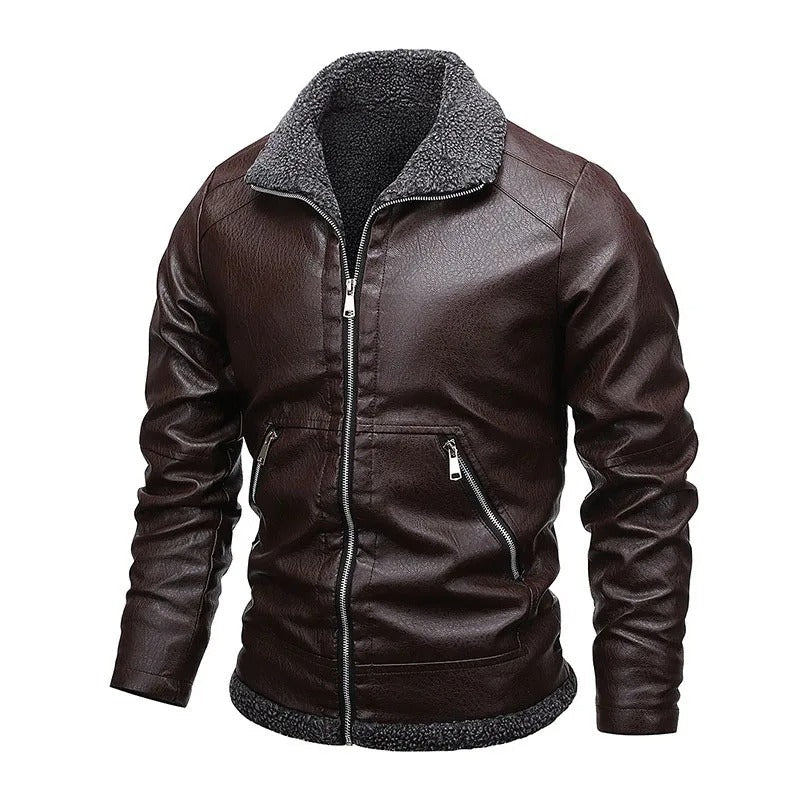 Veste en Cuir Élégant en Fleece