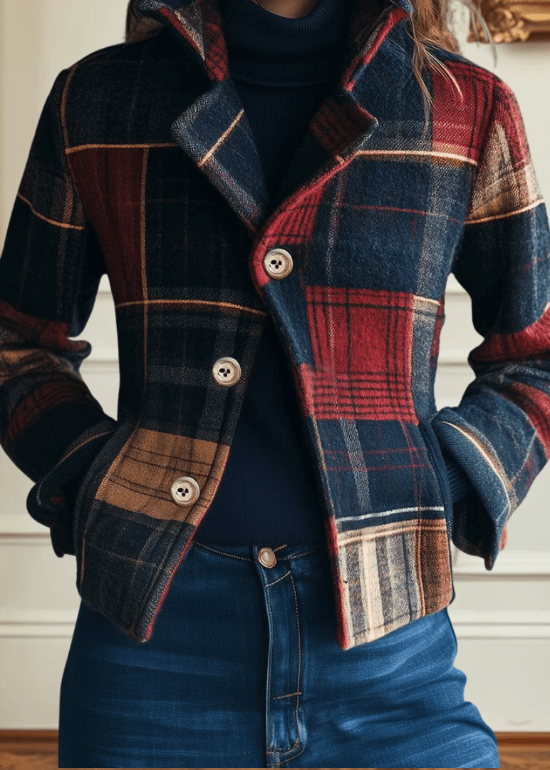 NATALIE | VESTE EN LAINE À CARREAUX CLASSIQUE