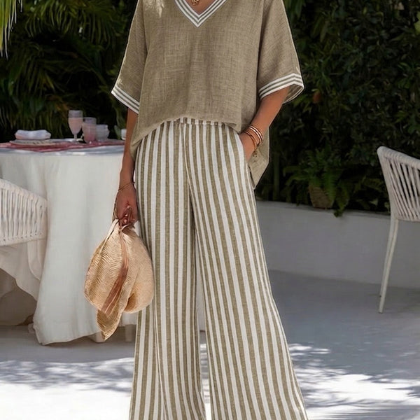 Alira Striped Linen Duo Set