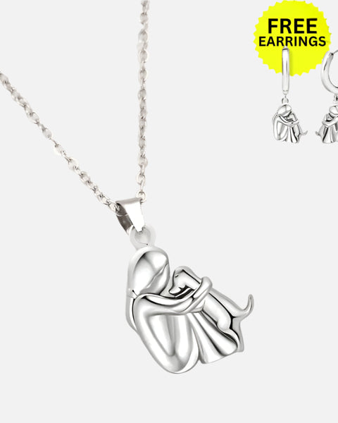 Hug Pendant Necklace with Bonus Earrings