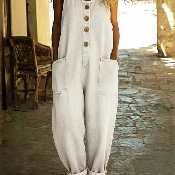 Margaret - Vintage Soft Cotton Denim-Look Overall