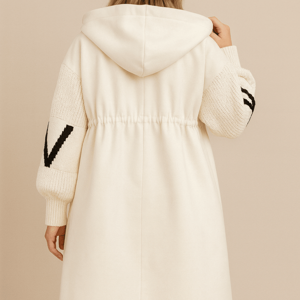 SELENE | MANTEAU LONG TRICOTÉ À CAPUCHE