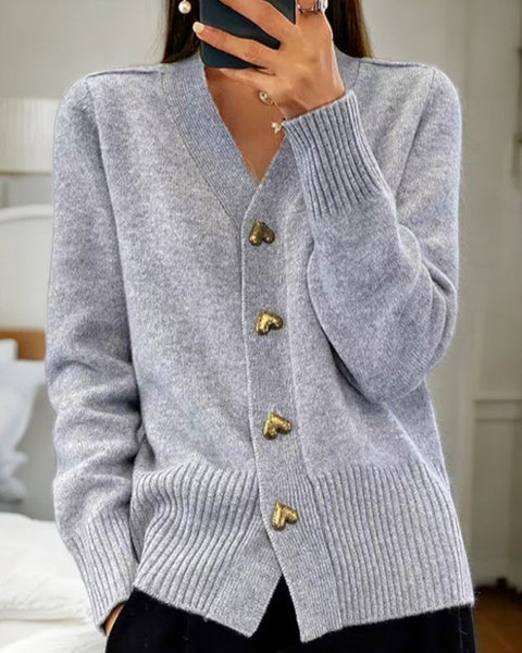 Chasie | Cardigan Élégant à Boutons en Forme de Cœur