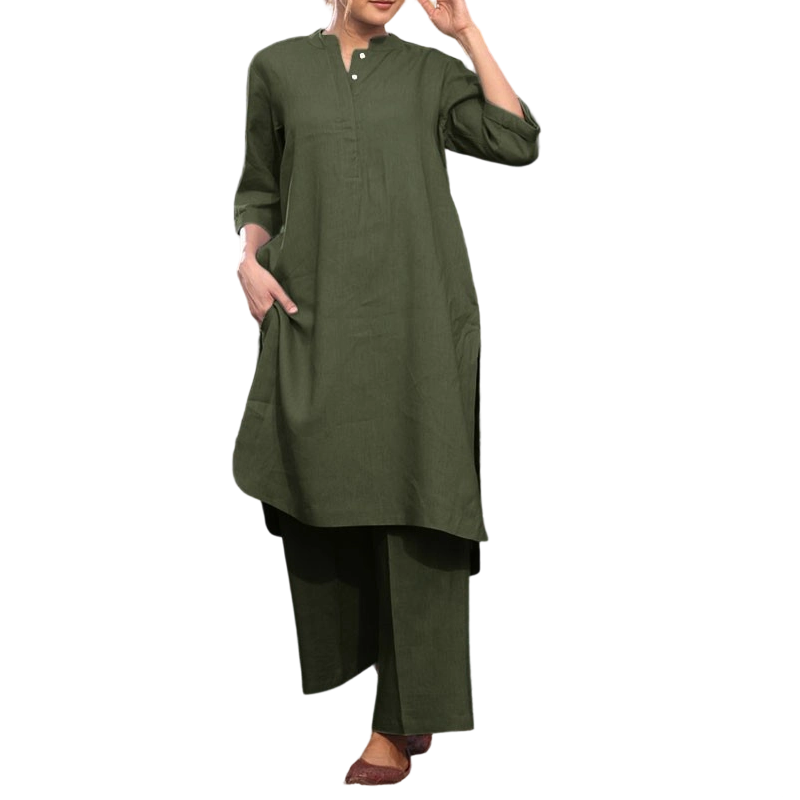 Melissa | Ensemble composé d'un haut unicolore et d'un pantalon ample