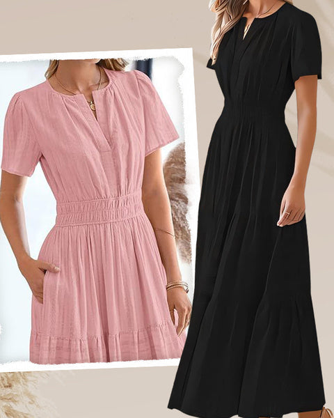 Marie - Women's Boho Chic Smocked Waist Maxi Dress