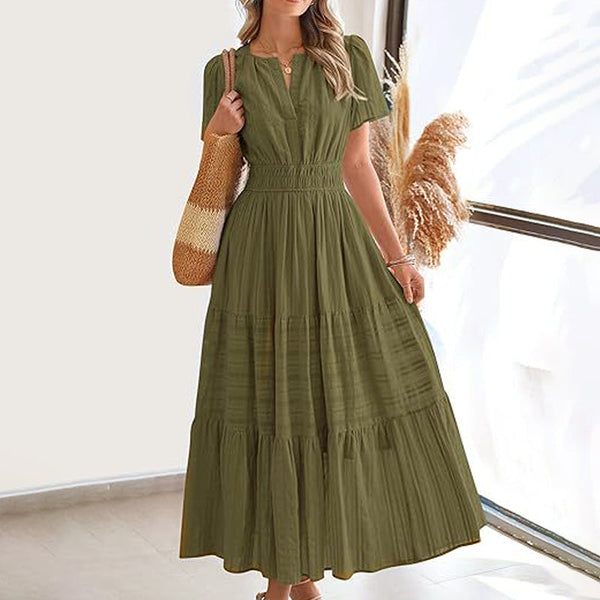 Marie - Women's Boho Chic Smocked Waist Maxi Dress