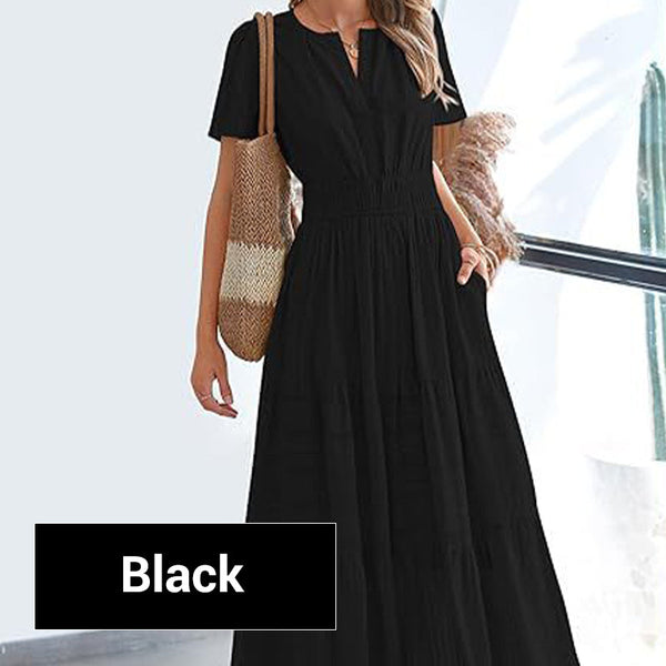 Marie - Women's Boho Chic Smocked Waist Maxi Dress