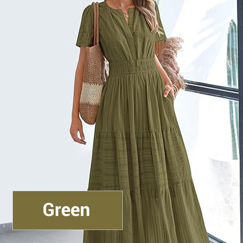 Marie - Women's Boho Chic Smocked Waist Maxi Dress